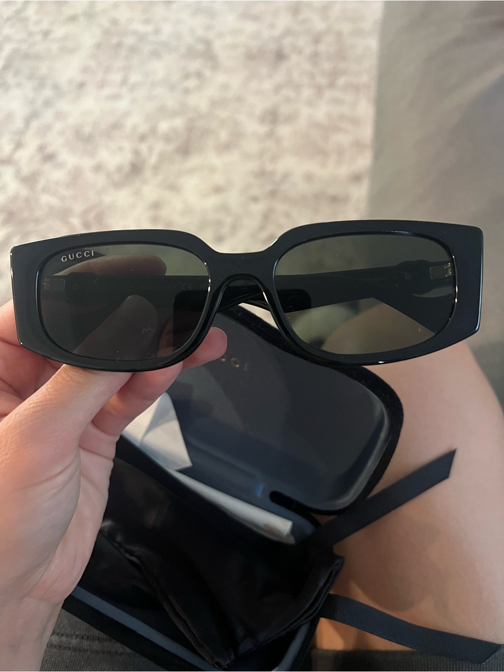 Gucci Black Rectangular Cat-Eye Sunglasses